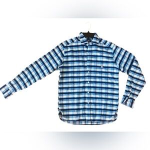 Psycho Bunny Blue and White Plaid Shirt